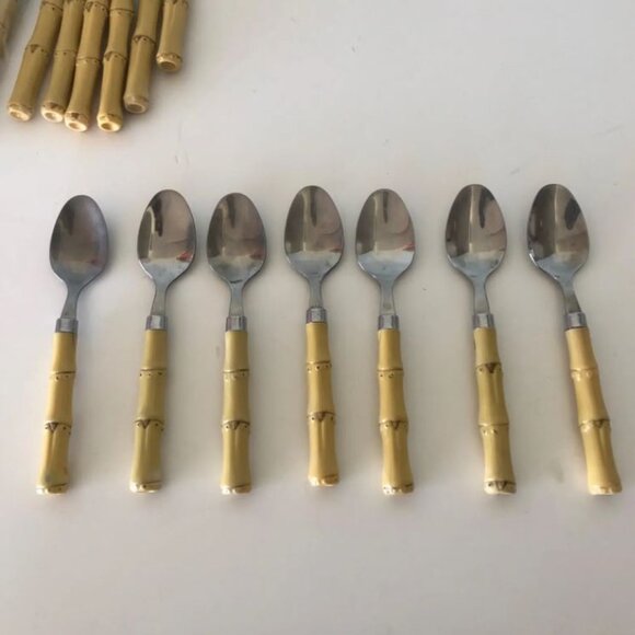 Vintage Faux Bamboo Set of Cutlery 31 Pieces Flatware - Picture 3 of 11